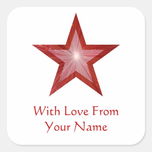 Red Star 'with Love from' vierkante sticker wit (Voorkant)