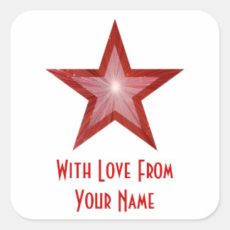 Red Star 'with Love from' vierkante sticker wit