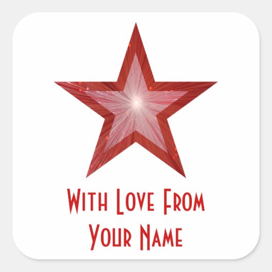 Red Star 'with Love from' vierkante sticker wit (Voorkant)