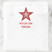 Red Star 'with Love from' vierkante sticker wit (Tas)