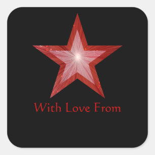 Red Star 'With Love from' vierkante sticker zwart