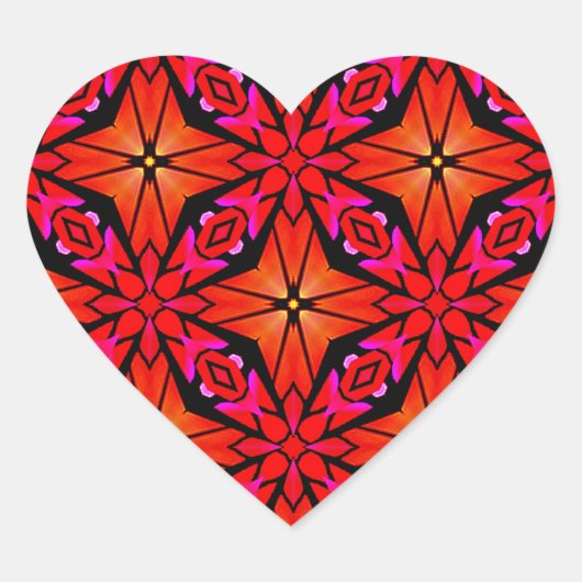 Red Starburst Design Hart Sticker (Voorkant)