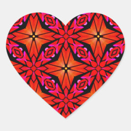 Red Starburst Design Hart Sticker