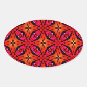 Red Starburst Design Ovale Sticker (Voorkant)