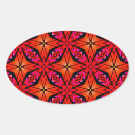 Red Starburst Design Ovale Sticker