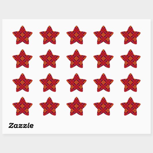 Red Starburst Design Ster Sticker (Vel)