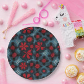 Red Starburst en Blue Plaid Papieren Bordje (Feest)