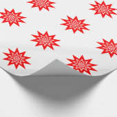 Red Starburst op wit omslagpapier Cadeaupapier (Hoek)