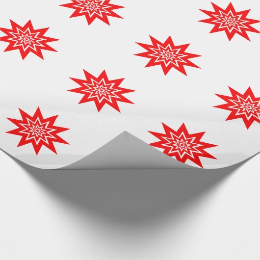Red Starburst op wit omslagpapier Cadeaupapier (Hoek)