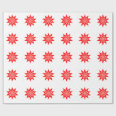 Red Starburst op wit omslagpapier Cadeaupapier (Vlak)