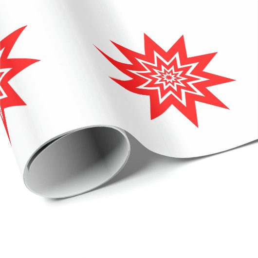 Red Starburst op wit omslagpapier Cadeaupapier (Rol Hoek)