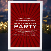 Red Starburst Stripes Nieuwjaar Uitnodiging