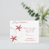 Red Starfish en Silver Coral Response Card RSVP Kaartje (Staand voorkant)