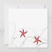 Red Starfish met Silver Coral Wedding Invitation Kaart (Achterkant)