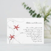 Red Starfish met Silver Coral Wedding Rehearsal Kaart (Staand voorkant)