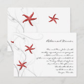 Red Starfish met Silver Coral Wedding Rehearsal Kaart (Voorkant / Achterkant)