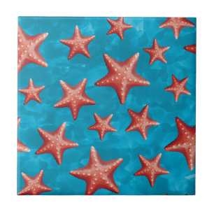 Red Starfish Summer Beach Nautical Coastal Tegeltje