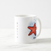 Red Starfish waterverf stijl Koffiemok (Voorkant rechts)