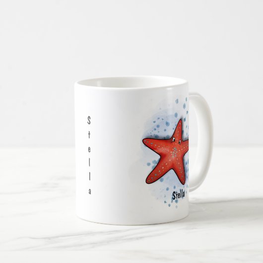 Red Starfish waterverf stijl Koffiemok (Voorkant rechts)