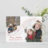 Red Starry Strings Arch Foto's Vrolijk Kerstfeest Feestdagenkaart (Staand voorkant)