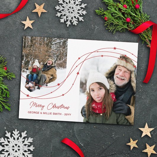 Red Starry Strings Arch Foto's Vrolijk Kerstfeest Feestdagenkaart