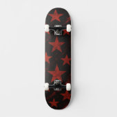 Red Stars Black Background Grunge Persoonlijk Skateboard (Voorkant)