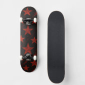 Red Stars Black Background Grunge Persoonlijk Skateboard (Voorkant)