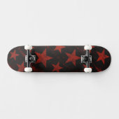 Red Stars Black Background Grunge Persoonlijk Skateboard (Horizontaal)