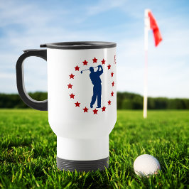 Red Stars Blue Golfer Reisbeker