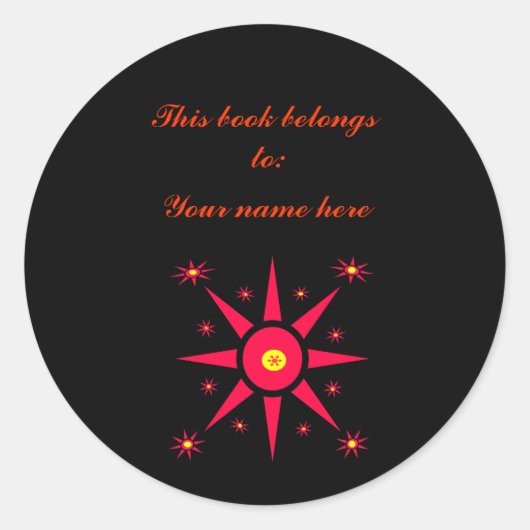 Red Stars Bookplaat Ronde Sticker (Voorkant)