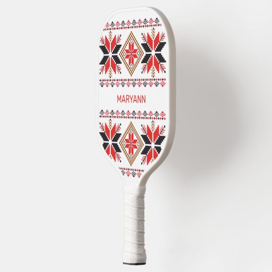 Red Stars Diamond Cross Stitch Name & Initialen Pickleball Paddle (Links)