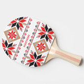 Red Stars Diamonds Cross Stitch Custom Tafeltennisbatje (Zijkant)