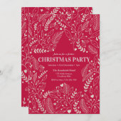 Red Stars en Holly Kerstfeest Uitnodiging (Voorkant / Achterkant)