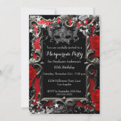 Red Stars Magical Night Masquerade Party Halloween Kaart (Voorkant)