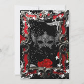 Red Stars Magical Night Masquerade Party Halloween Kaart (Achterkant)