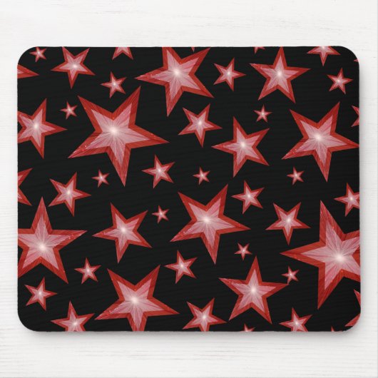 Red Stars mousepad Black Muismat (Voorkant)