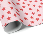 Red Stars Pattern - Pink Christmas Design Cadeaupapier (Rol Hoek)