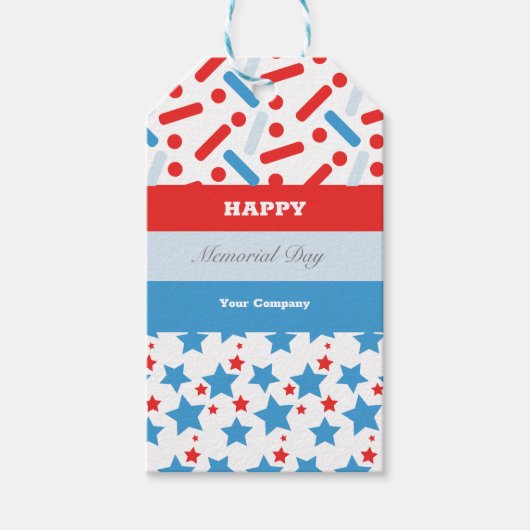 Red Stars Sprinkles Memorial Day Event Party Cadeaulabel (Voorkant)