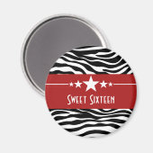 Red Stars Zebra Print Sweet 16 Magnet (Voorkant / Achterkant)