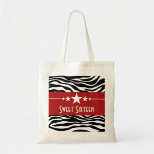Red Stars Zebra Print Sweet 16-tas Tote Bag
