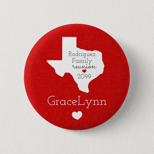 Red State of Texas Family Reunion Button (Voorkant)