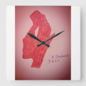 Red Static Image Wall Clock Vierkante Klok (Voorkant)