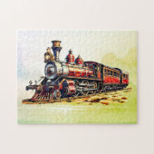 Red Steam locomotief trein Legpuzzel (Horizontaal)