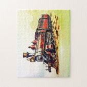 Red Steam locomotief trein Legpuzzel (Verticaal)