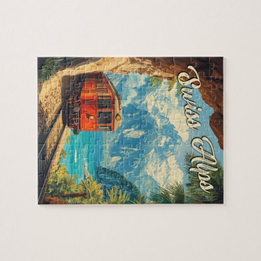 Red Steam Locomotive Souvenir:  Zwitserse Alpen Legpuzzel (Horizontaal)