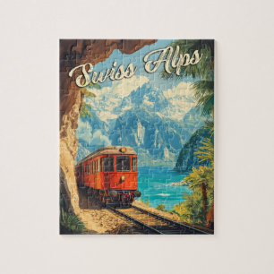 Red Steam Locomotive Souvenir: Zwitserse Alpen Legpuzzel