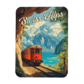 Red Steam Locomotive Souvenir:  Zwitserse Alpen Magneet (Verticaal)