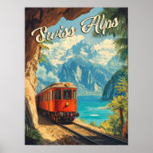 Red Steam Locomotive Souvenir:  Zwitserse Alpen Poster (Voorkant)