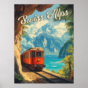 Red Steam Locomotive Souvenir:  Zwitserse Alpen Poster