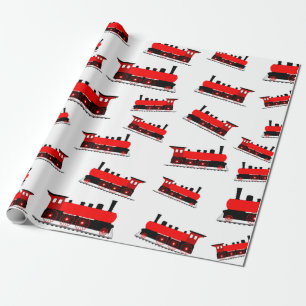 Red Steam Train Pattern Cadeaupapier